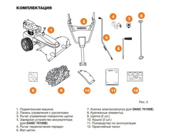 Подметальная машина с электрозапуском DAEWOO DASC 70100E – изображение 10