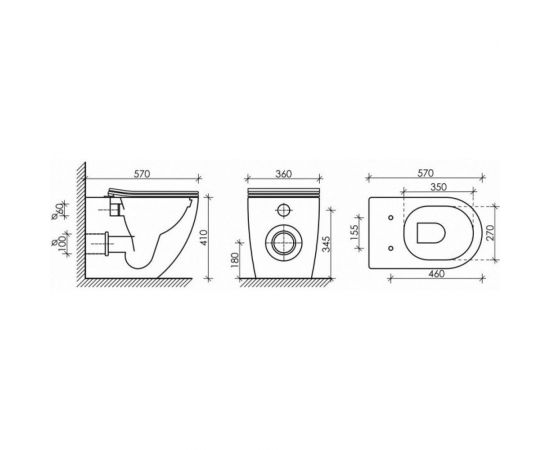 Приставной унитаз Teymi Lina HD безободковый, сиденье микролифт T40104 ЦБ-00265406 – изображение 2