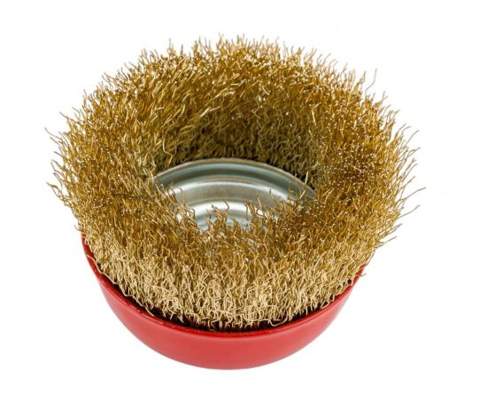 Щетка-крацовка чашечная для УШМ, латунированная витая проволока, 75 мм, М14 Toolberg 2302021 Лк-00003867 – изображение 2