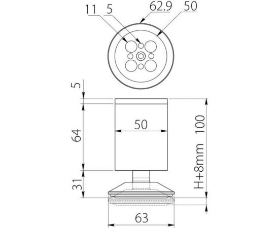 Ножка GTV BD-762 d-50 мм, алюминий NM-BD-762-05 – изображение 2