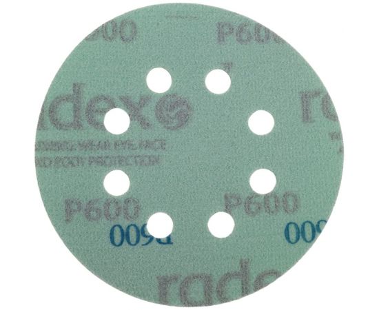 Круг абразивный на пленке GREEN (100 шт; 125 мм; Р600; 8 отверстий) RADEX 612514 – изображение 3