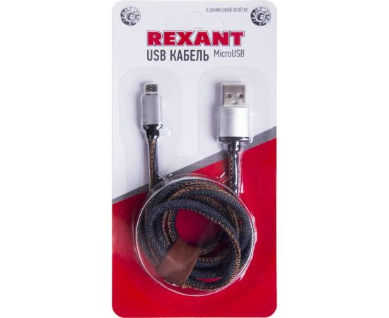Кабель USB - micro USB REXANT в джинсовой оплетке 1 м 18-4242 – изображение 2