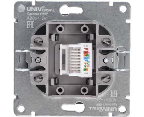 Компьютерная одноместная розетка UNIVersal серия афина с/у, 1а, rj45, графит еврослот A0051-Gr – изображение 2