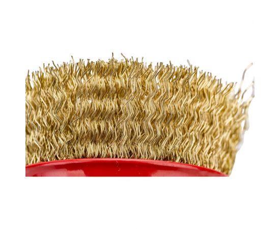 Щетка-крацовка чашечная для УШМ, латунированная витая проволока, 75 мм, М14 Toolberg 2302021 Лк-00003867 – изображение 3
