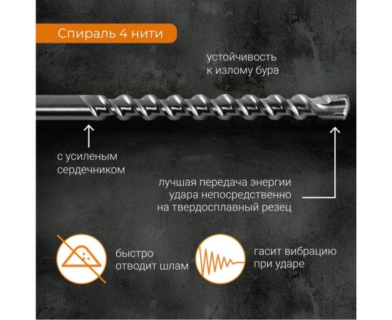 Бур по бетону SDS-max, 12x340 мм, Quadro-X rage by VIRA 571633 – изображение 8