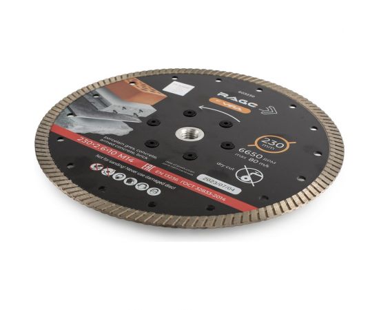Диск алмазный 230 мм турбо с фланцем М14 rage by VIRA 603230 – изображение 7