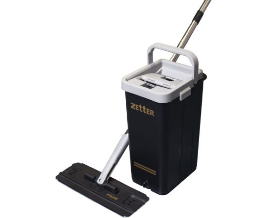 Швабра с отжимом и ведром ZETTER premium м (10 л) черное HOME202105-3-black 