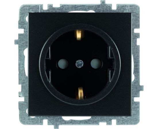 Механизм 1-местной розетки Nilson СУ с заземляющим контактом, с защитными шторками TOURAN-ALEGRA-THOR матовый черный 24380419 