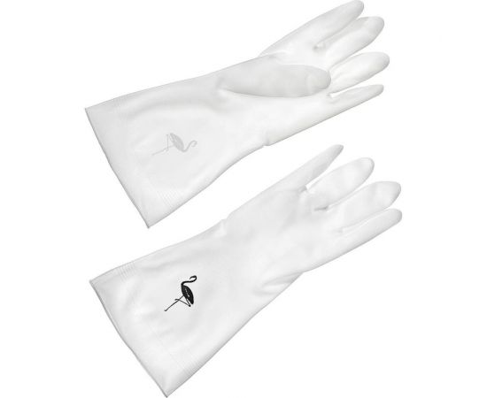 Перчатки Youll Love ПВХ, белые с фламинго, р.M/120/12 74975 