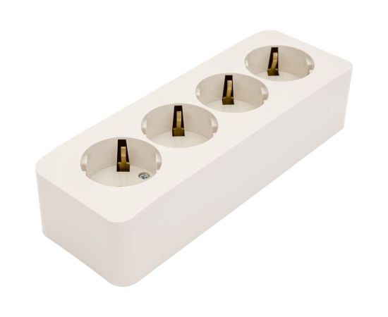 4-ая наружная розетка Schneider Electric Blanca Бежевый, с заземлением, со шторками, изолированная пластина SE BLNRA011417 – изображение 2