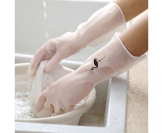 Перчатки Youll Love ПВХ, белые с фламинго, р.M/120/12 74975 – изображение 2