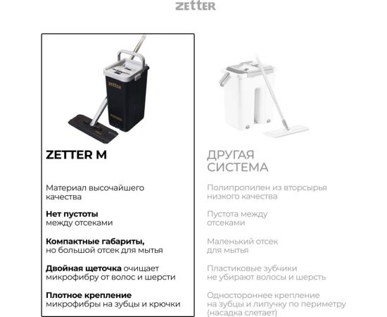 Швабра с отжимом и ведром ZETTER premium м (10 л) черное HOME202105-3-black – изображение 7