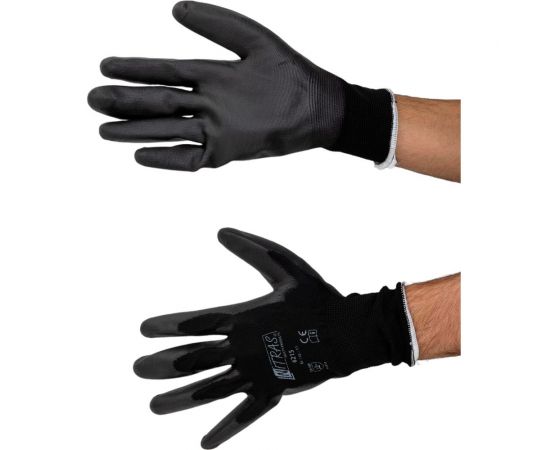 Трикотажные нейлоновые перчатки Arcticus черные, с ПУ покрытием, 13G, р.11, 12 пар 7215 ARC-1112 – изображение 7