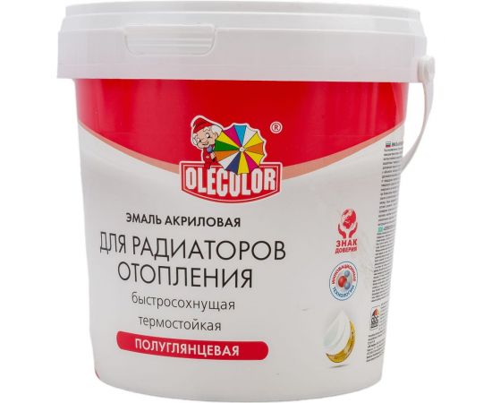 Акриловая эмаль для радиаторов отопления OLECOLOR полуглянцевая, 1 кг 4300007667 