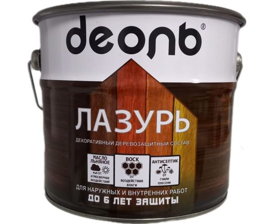 Декоративный деревозащитный состав (лазурь) ДЕОЛЬ Лиственница полуглянцевый 2,7 л DZSL27 