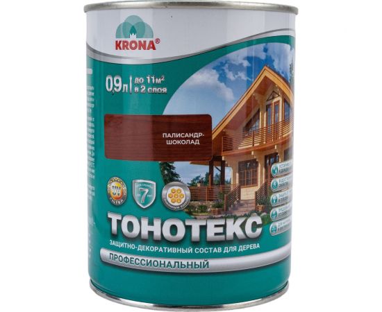 Защитно-декоративный состав для дерева KRONA Тонотекс (палисандр-шоколад; 0,9 л) 66334701 