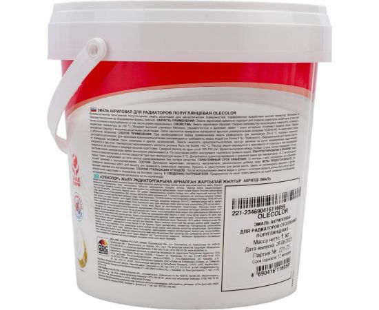 Акриловая эмаль для радиаторов отопления OLECOLOR полуглянцевая, 1 кг 4300007667 – изображение 3