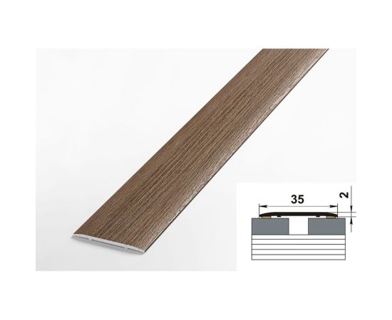 Порог прямой алюминиевый ЛУКА (35 мм, 1,8 м, ламинированный, Дуб мокко) УТ000020117 – изображение 2