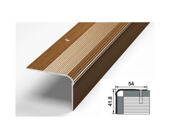 Порог угловой алюминиевый декоративный (54х41,8 мм, 1,8 м, Орех) ЛУКА УТ000002628 – изображение 2