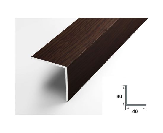 Декоративный угловой профиль ЛУКА алюминиевый, 40х40х2 мм, 2,7 м, 5 шт./уп. дуб венге УТ000020901 – изображение 2