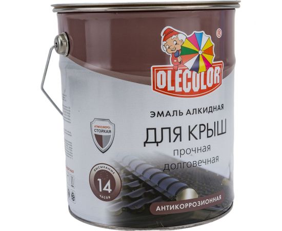 Алкидная эмаль для крыш OLECOLOR шоколадный, 5 кг 4300005334 – изображение 5