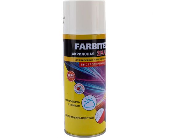Акриловая эмаль Farbitex аэрозоль, 520 мл, RAL 9003 сигнальный белый 4100008946 – изображение 3