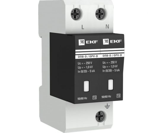 Ограничитель импульсных напряжений EKF серии ОПВ-D/2P In 5кА 230В opv-d2 