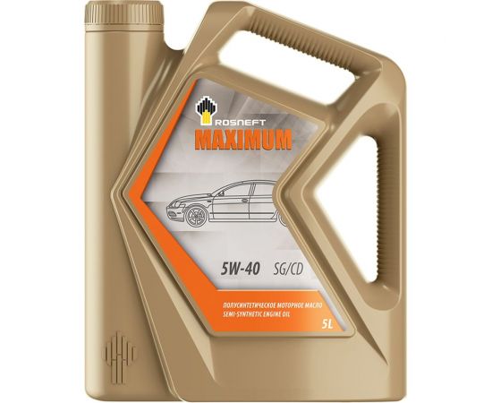 Моторное полусинтетическое масло Роснефть Maximum 5W-40 API SG/CD, канистра 5л 40816750 