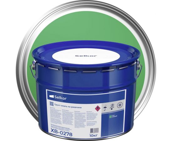 Грунт-эмаль Selkor ХВ-0278 зеленая 10 кг 91019 