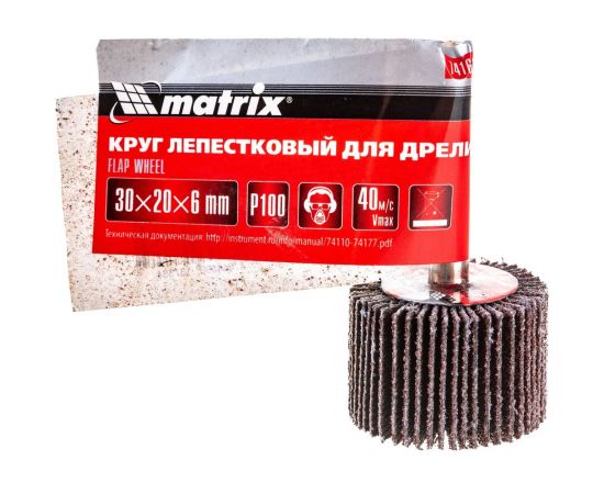Круг лепестковый (30x20x6 мм; Р100) для дрели MATRIX 74161 
