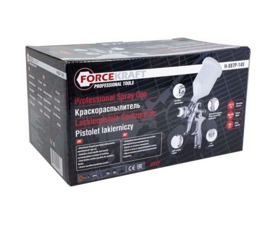 Краскораспылитель с верхним пластиковым бачком FORCEKRAFT FK--887P-14V 50326 – изображение 2