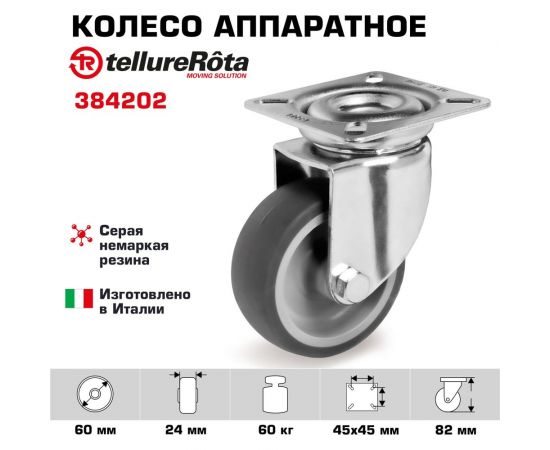 Колесо аппаратное поворотное с панелью (60 мм; 60 кг) Tellure rota 384202 – изображение 3