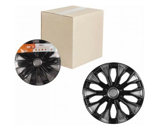 Колесные колпаки Airline 15"" Волтек черный глянец, карбон, комплект 2 шт. AWCC-15-17 – изображение 3