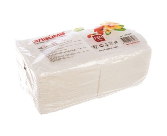 Бумажные салфетки ЛАЙМА белые, 24х24см, целлюлоза, 250 шт. 128728 – изображение 4