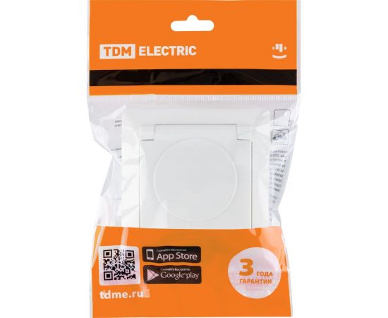 Розетка TDM 2П+З с защитными шторками и крышкой 16А 250В IP44 белая "Ильмень" SQ1823-0017 – изображение 3