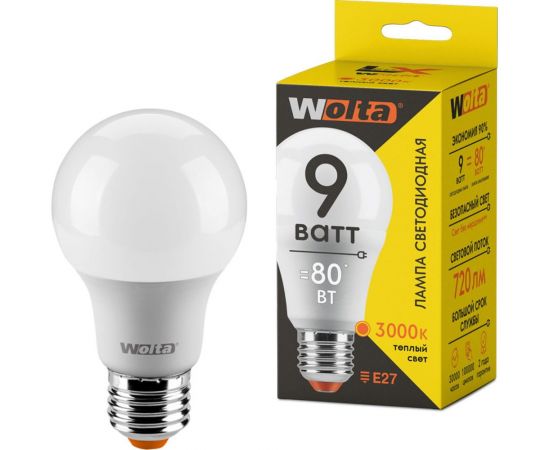 Лампа WOLTA LX A60 E27 9W 3000K 30Y60BL9E27 