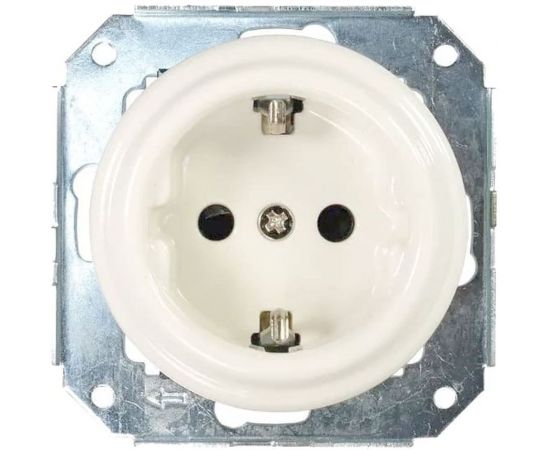 Розетка Retrika ретро, керамика, серия Colony, с заземляющим контактом, белый RS1-80001 