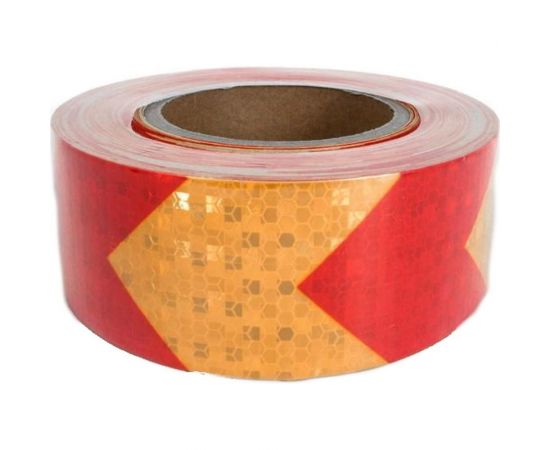 Светоотражающая самоклеящаяся лента СИМАЛЕНД желто-красная, 5 см х 25 м 2604173 