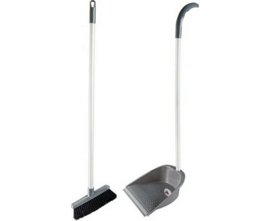 Щетка+совок PROFF PLASTIK ленивка с длинной рукояткой, серая, пластиковая УИ-2601217с 