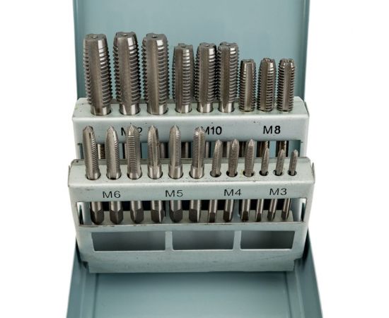 Набор CNIC из 7 комплектов 3-х штучных метчиков М3-М12 9ХС в мет. коробке 21 позиция 53864 – изображение 4