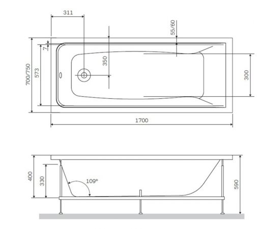 Каркас AM.PM Gem в комплекте с монтажным набором 170х75 см W90A-170-075W-R – изображение 2