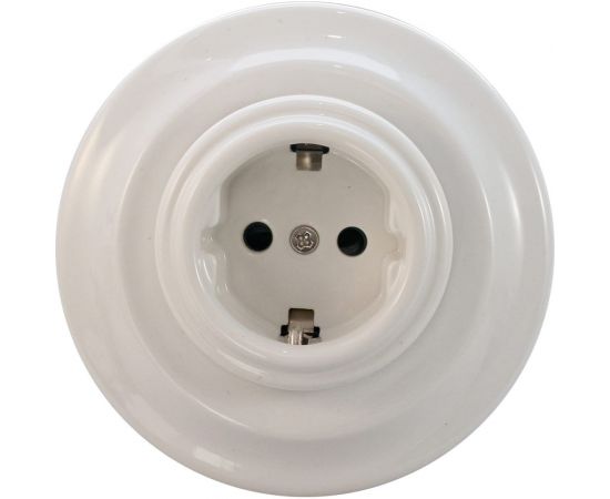 Розетка Retrika ретро, керамика, серия Colony, с заземляющим контактом, белый RS1-80001 – изображение 6