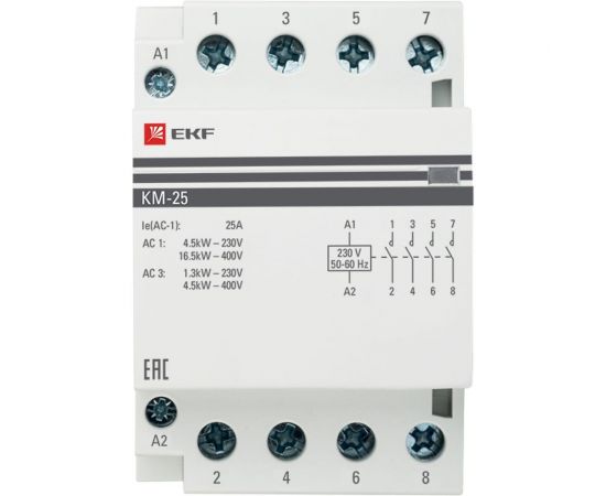 Модульный контактор EKF КМ, 25А 3п 220В 4но km-3-25-40 – изображение 3