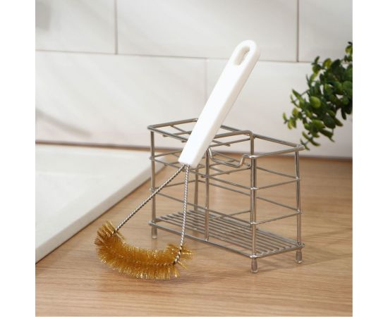 Щётка для чистки посуды и решёток-гриль Доляна металлическая щетина, 25х11 см 3565818 – изображение 6