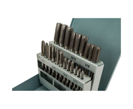 Набор CNIC из 7 комплектов 3-х штучных метчиков М3-М12 9ХС в мет. коробке 21 позиция 53864 – изображение 3