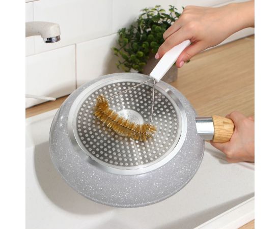 Щётка для чистки посуды и решёток-гриль Доляна металлическая щетина, 25х11 см 3565818 – изображение 4