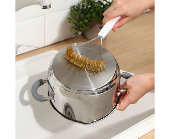 Щётка для чистки посуды и решёток-гриль Доляна металлическая щетина, 25х11 см 3565818 – изображение 3