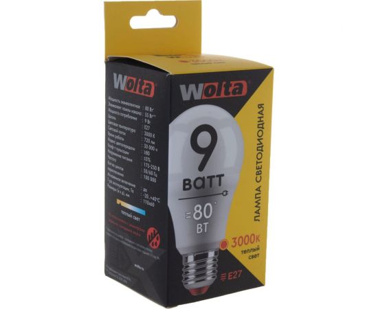 Лампа WOLTA LX A60 E27 9W 3000K 30Y60BL9E27 – изображение 3