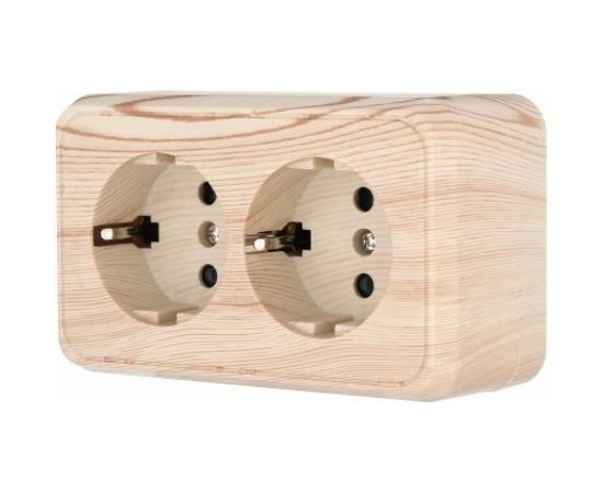 Двойная розетка открытой установки LK Studio с з/к, со шторками, сосна 813525 