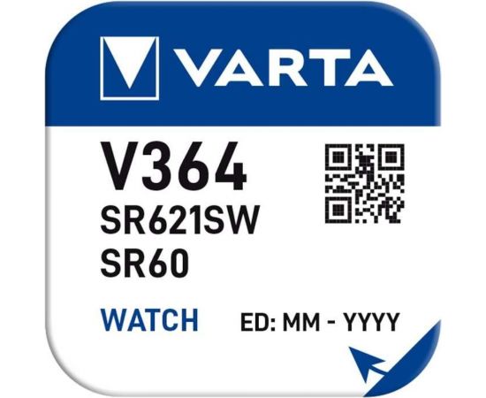 Батарейка Varta 364 (SR621SW) BL1 Silver Oxide 1.55V 00364101111 